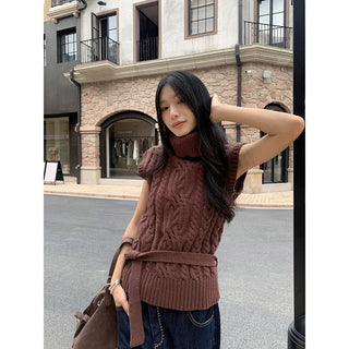 turtleneck knit vest