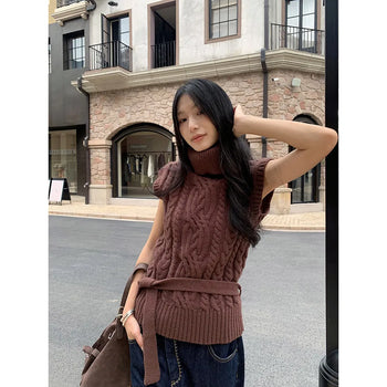 turtleneck knit vest