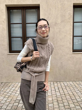 turtleneck knit vest