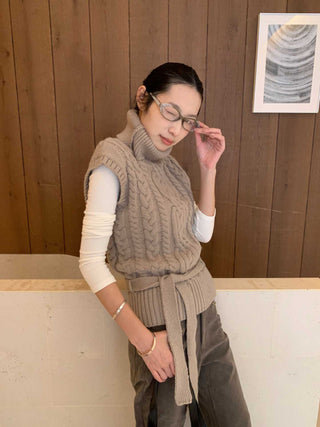 turtleneck knit vest