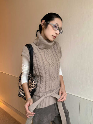 turtleneck knit vest