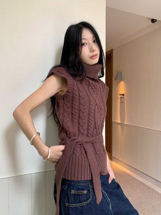 turtleneck knit vest