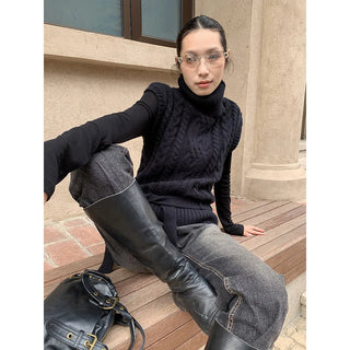 turtleneck knit vest