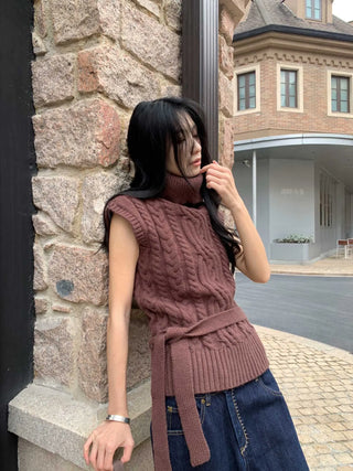 turtleneck knit vest