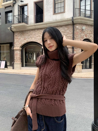 turtleneck knit vest