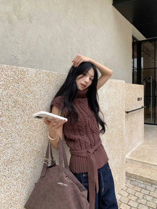 turtleneck knit vest