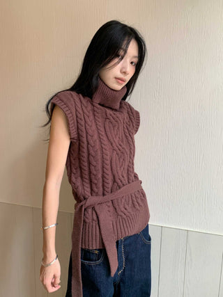 turtleneck knit vest