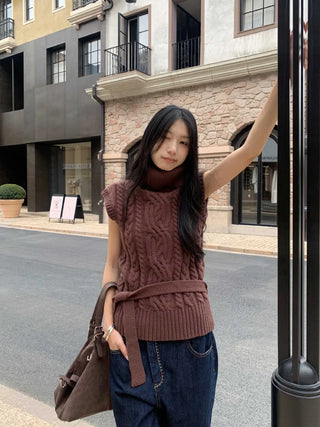 turtleneck knit vest