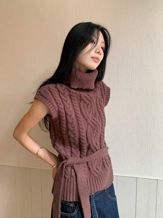 turtleneck knit vest