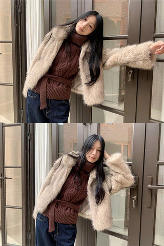 turtleneck knit vest