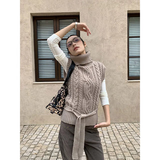 turtleneck knit vest