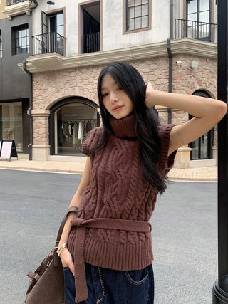 turtleneck knit vest