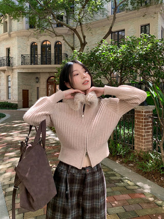 fur zip sweater