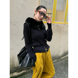 fur zip sweater