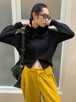 fur zip sweater