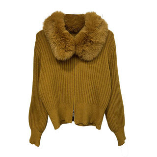 fur zip sweater