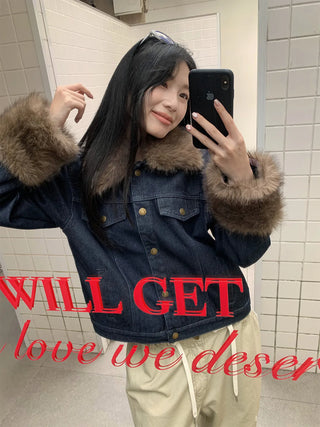 denim fur jacket