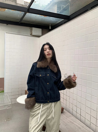 denim fur jacket