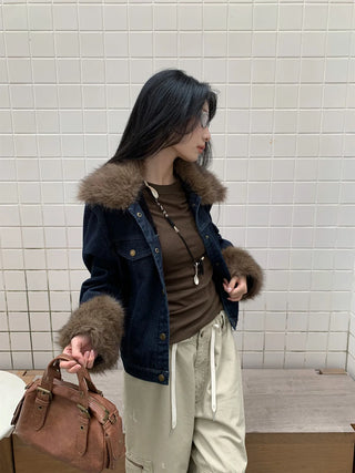 denim fur jacket