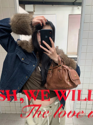 denim fur jacket