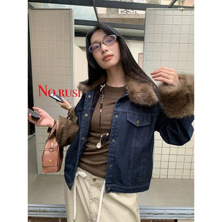 denim fur jacket