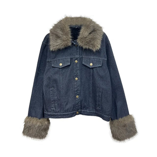 denim fur jacket