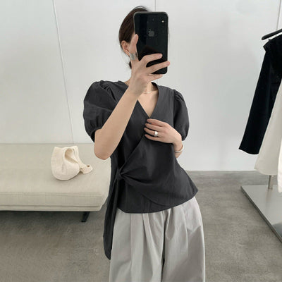 lace-up puff sleeve