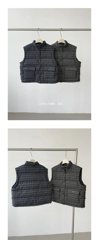 plaid down vest