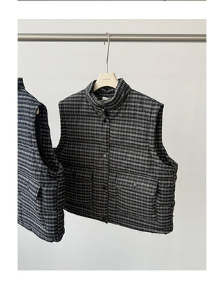 plaid down vest