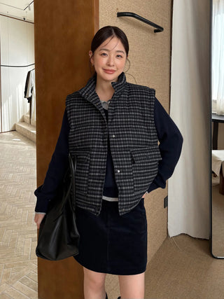 plaid down vest