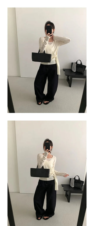 lace-up v-neck sweater