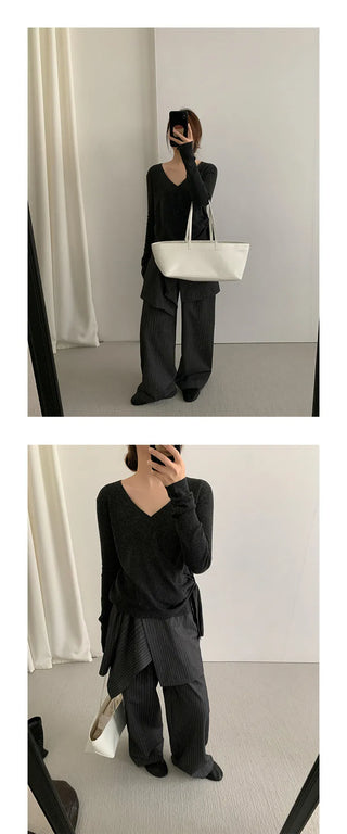 lace-up v-neck sweater