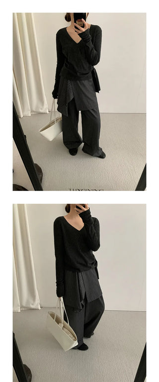 lace-up v-neck sweater