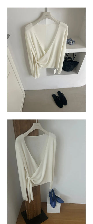 lace-up v-neck sweater