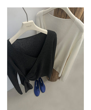 lace-up v-neck sweater