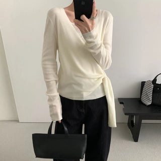 lace-up v-neck sweater