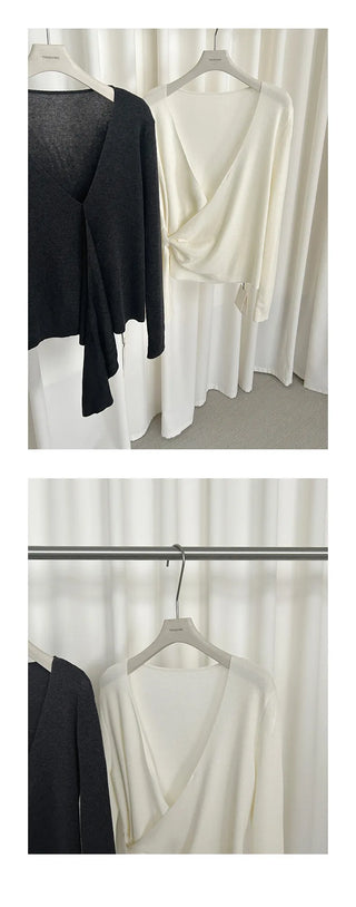 lace-up v-neck sweater