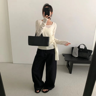 lace-up v-neck sweater