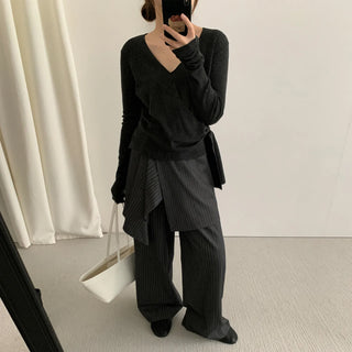 lace-up v-neck sweater