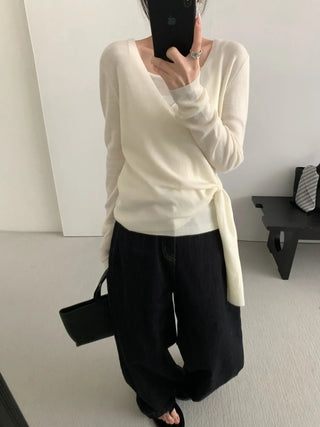 lace-up v-neck sweater