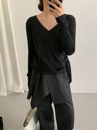 lace-up v-neck sweater