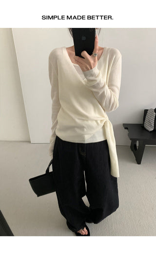 lace-up v-neck sweater