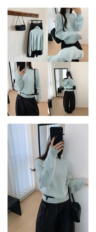 high collar knitwear