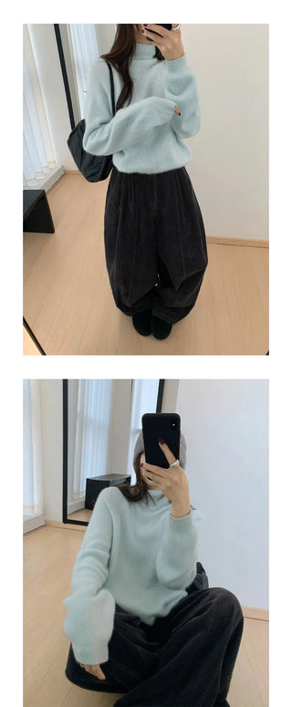 high collar knitwear