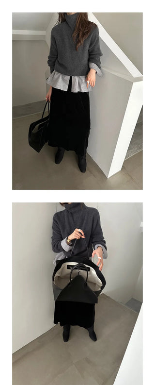 high collar knitwear