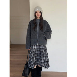 woolen zipper coat
