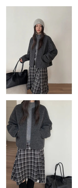 woolen zipper coat