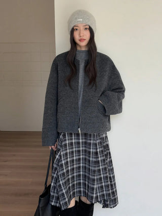 woolen zipper coat
