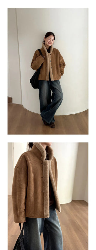 suede fur coat