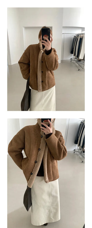 suede fur coat